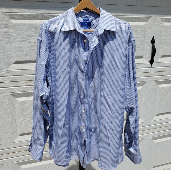 Egara Light Blue‎ Striped Button Down Shirt SZ:2XL - Picture 1 of 5
